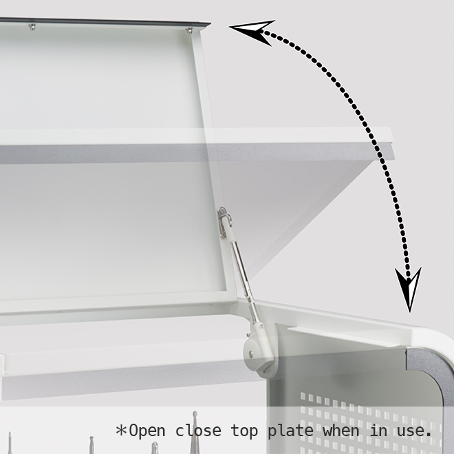 ＊Open close top plate when in use.